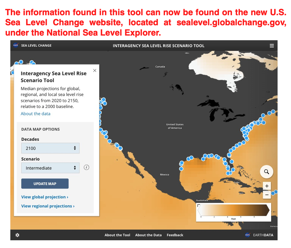 Interagency Sea Level Rise Scenario Tool – NASA Sea Level Change Portal